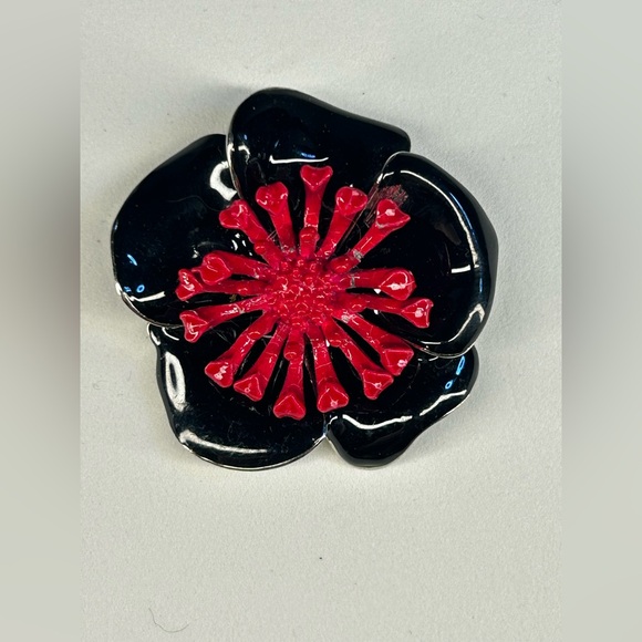 Jewelry - 006. Black and Red Flower Pin Brooch